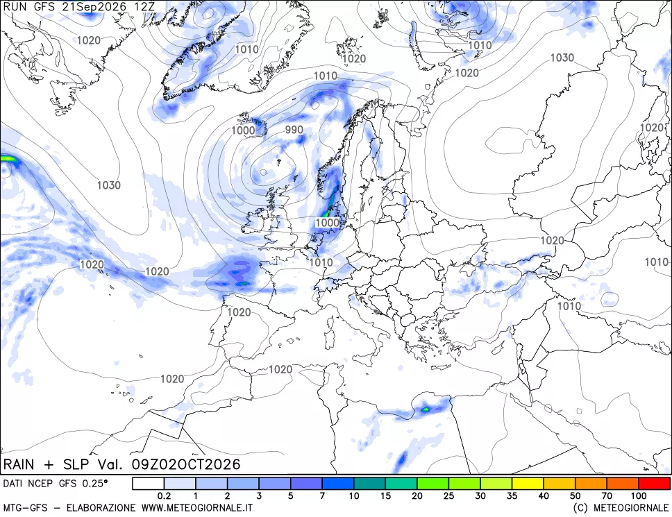 mappa Precipitazioni e pressione SLM
