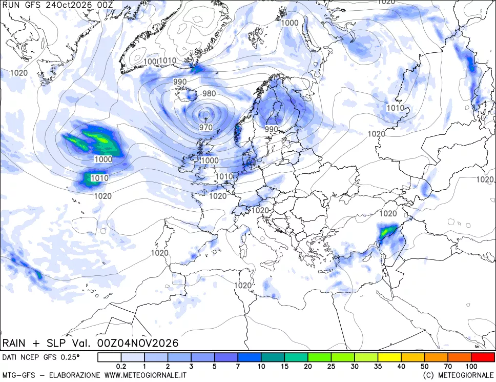 mappa Precipitazioni e pressione SLM