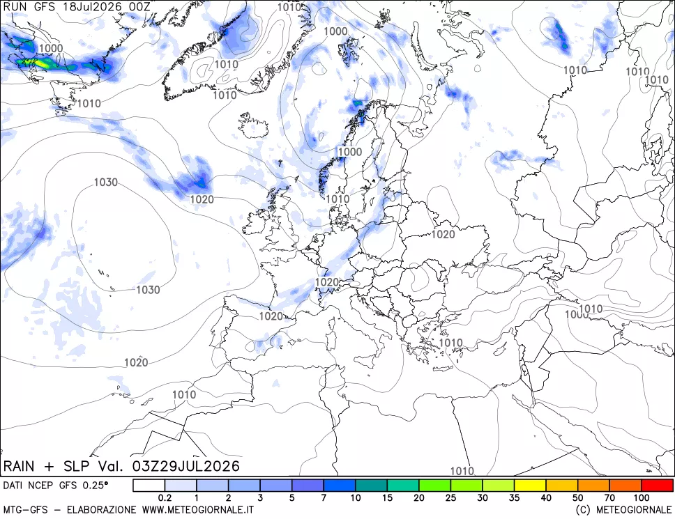 mappa Precipitazioni e pressione SLM