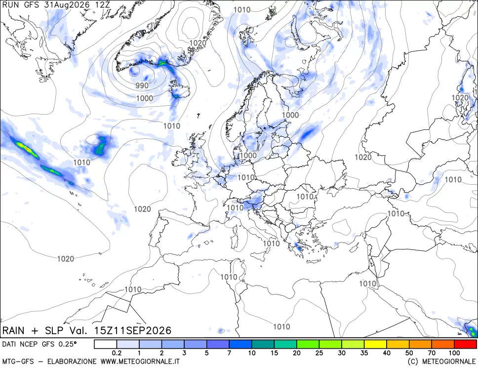 mappa Precipitazioni e pressione SLM