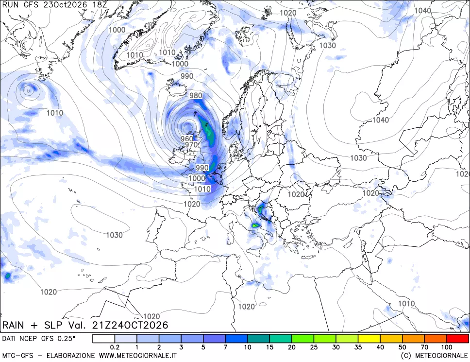 mappa Precipitazioni e pressione SLM