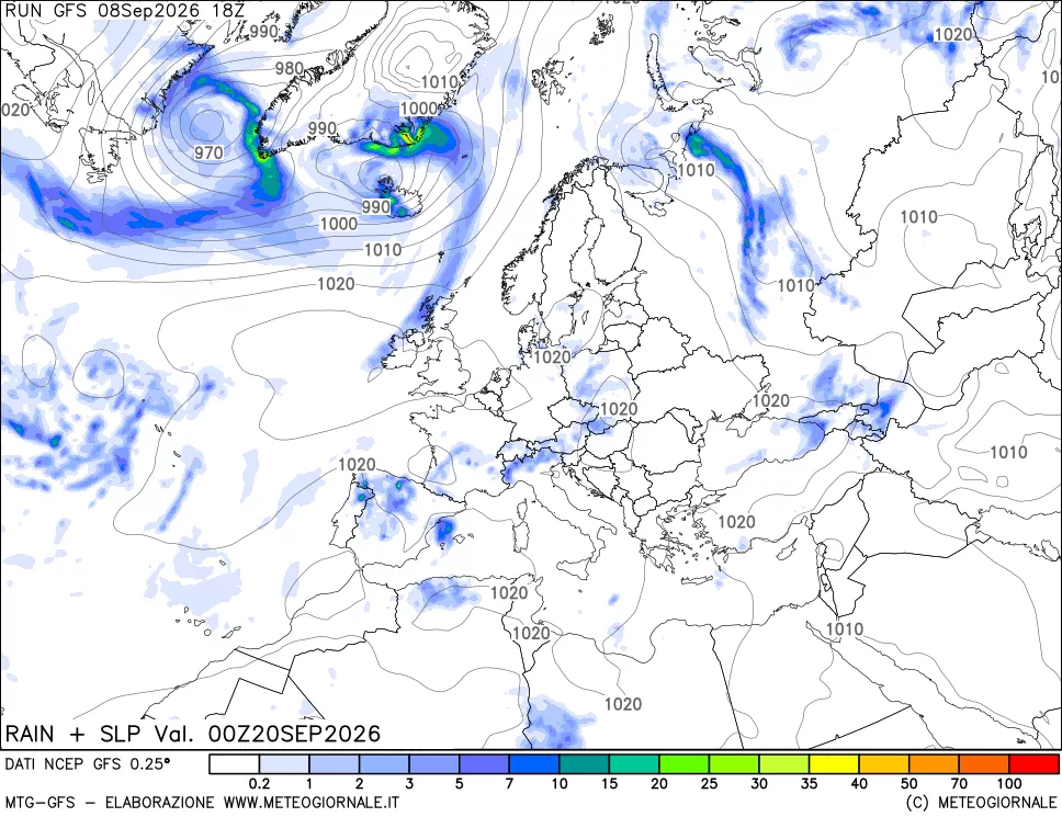 mappa Precipitazioni e pressione SLM
