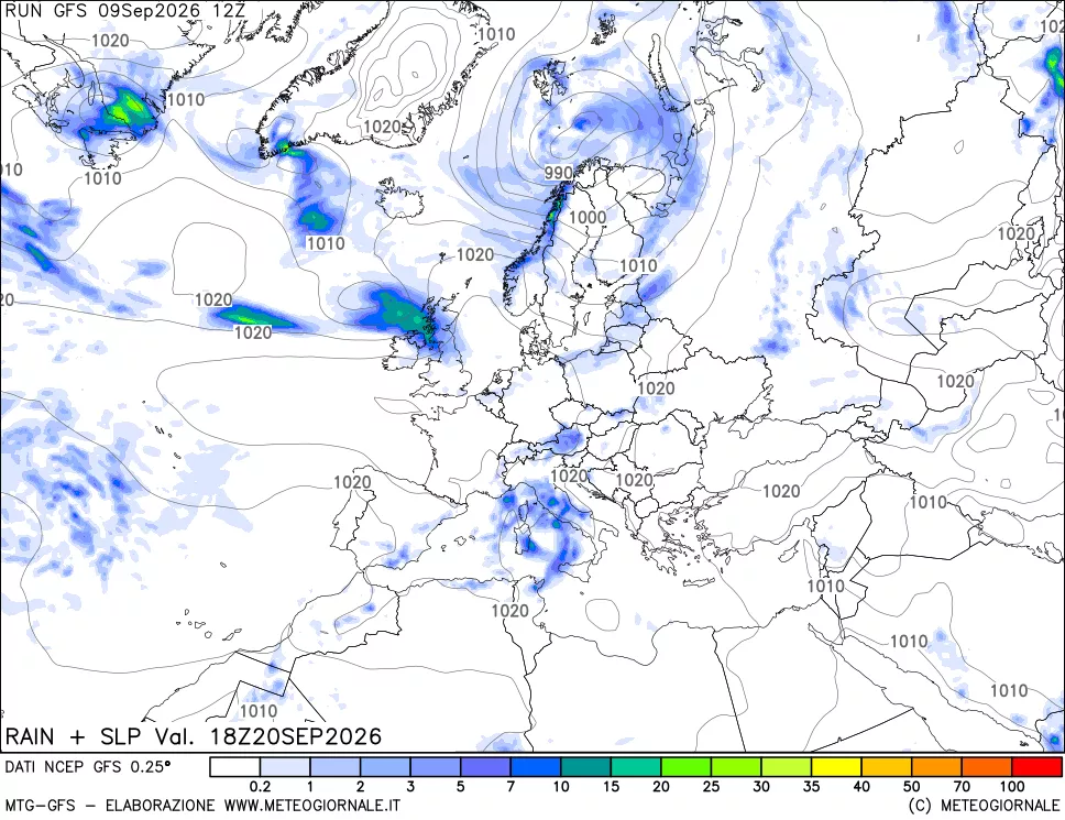mappa Precipitazioni e pressione SLM