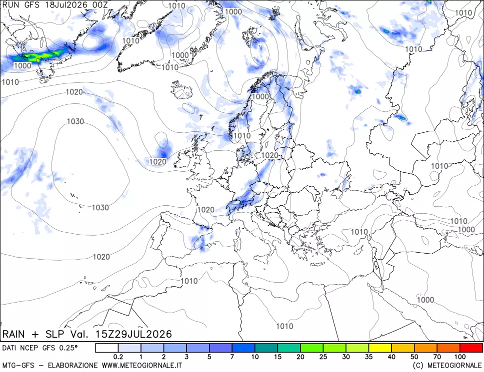 mappa Precipitazioni e pressione SLM