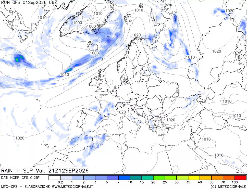 mappa Precipitazioni e pressione SLM