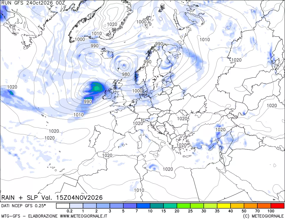 mappa Precipitazioni e pressione SLM