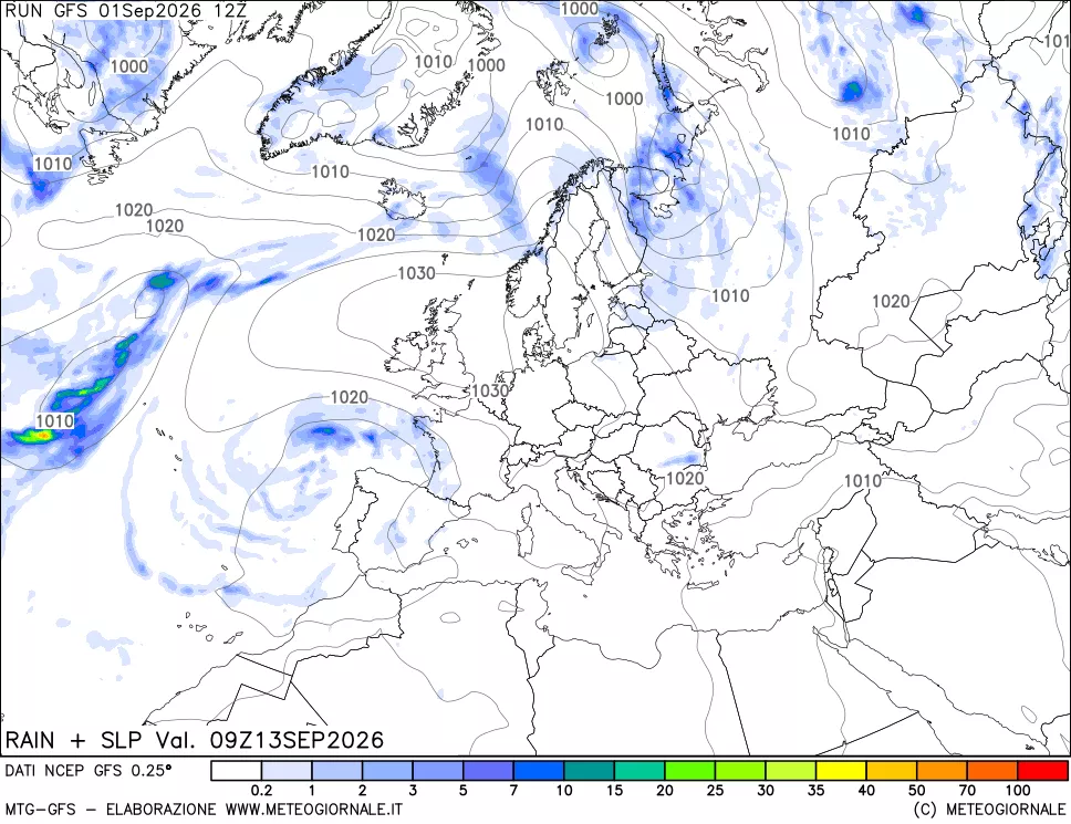 mappa Precipitazioni e pressione SLM