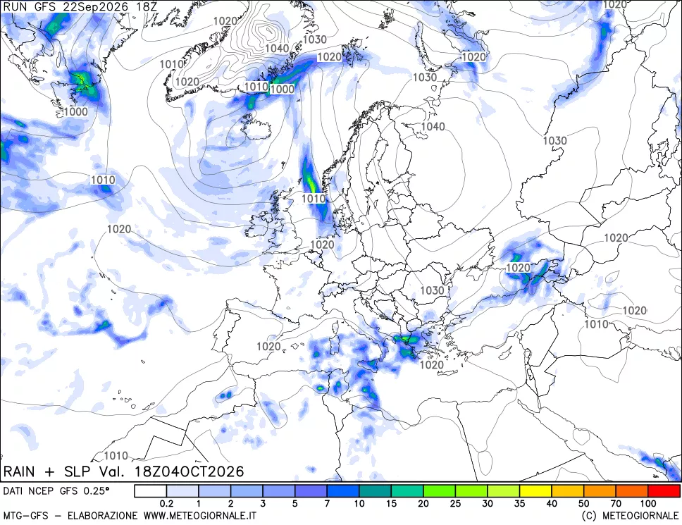 mappa Precipitazioni e pressione SLM