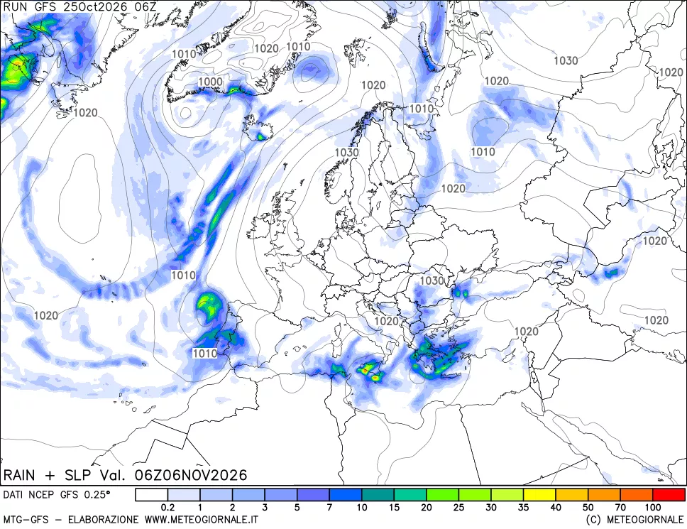 mappa Precipitazioni e pressione SLM