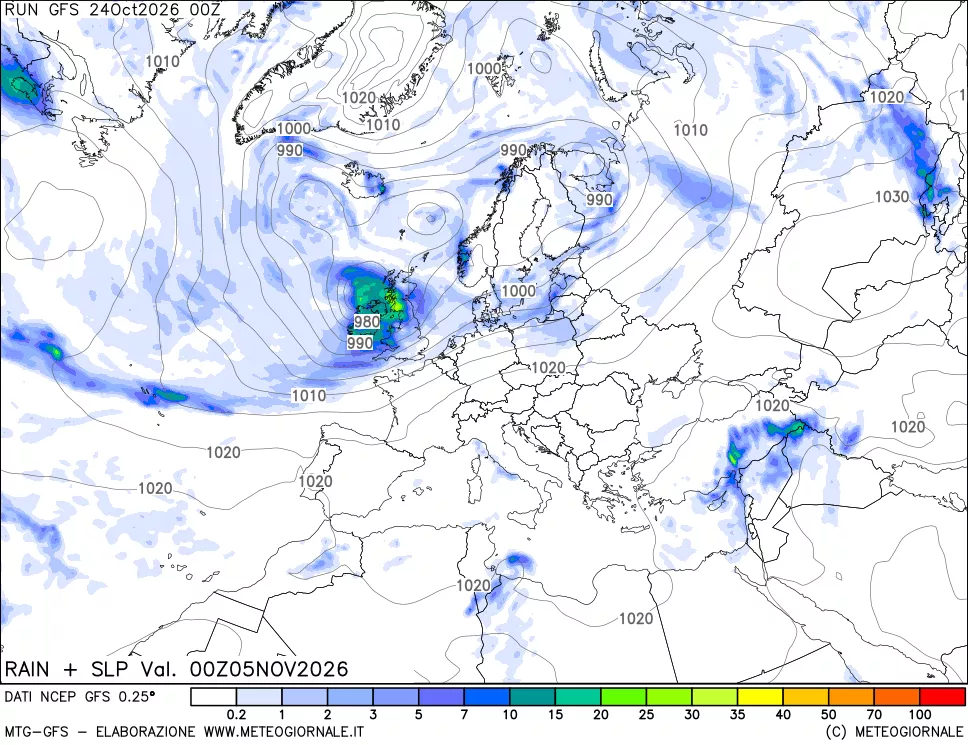 mappa Precipitazioni e pressione SLM