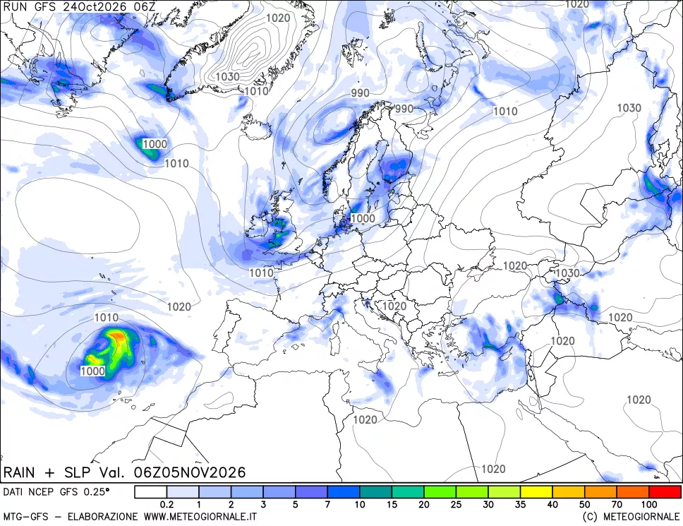 mappa Precipitazioni e pressione SLM