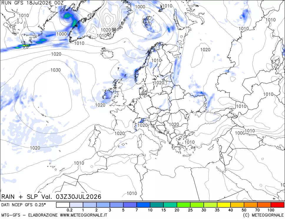 mappa Precipitazioni e pressione SLM