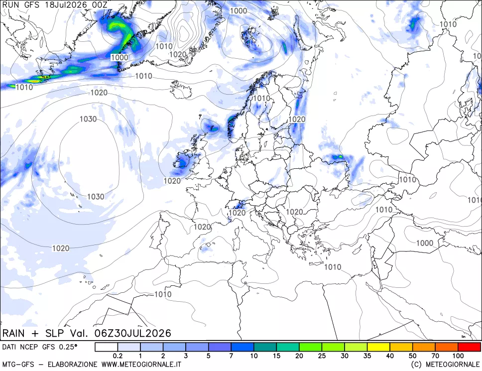 mappa Precipitazioni e pressione SLM