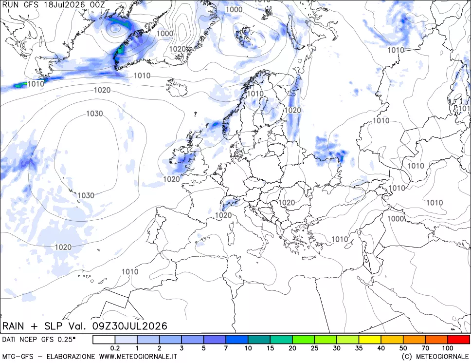 mappa Precipitazioni e pressione SLM