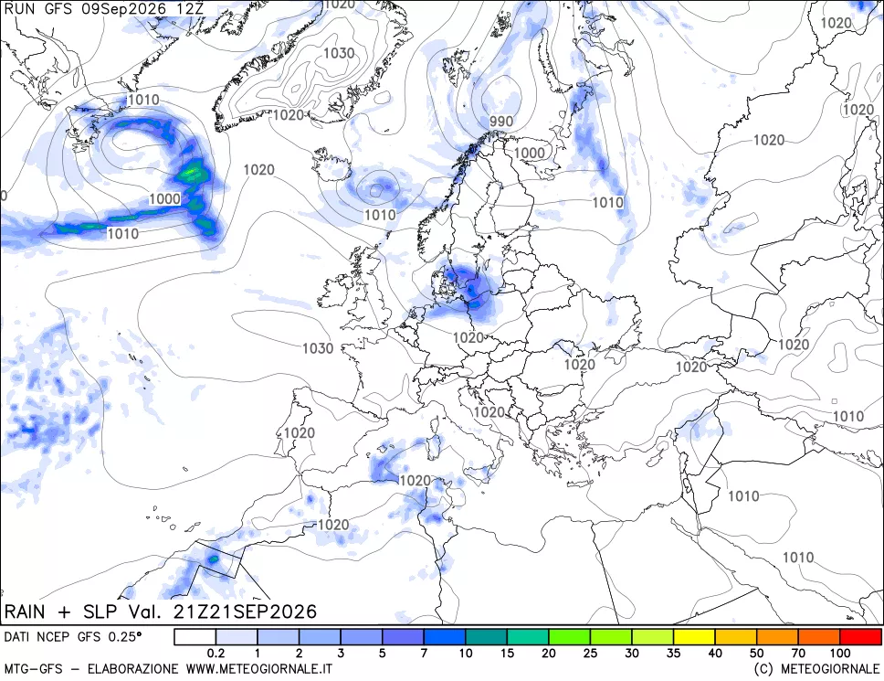 mappa Precipitazioni e pressione SLM