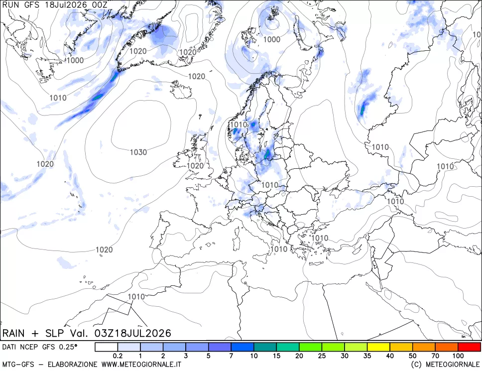 mappa Precipitazioni e pressione SLM