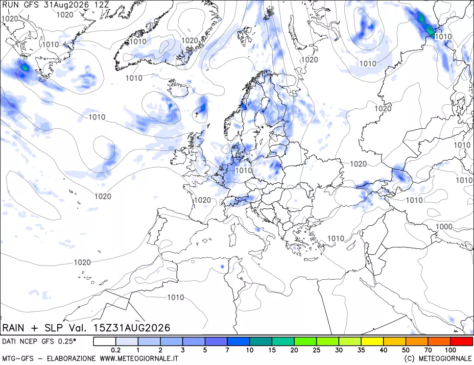 mappa Precipitazioni e pressione SLM