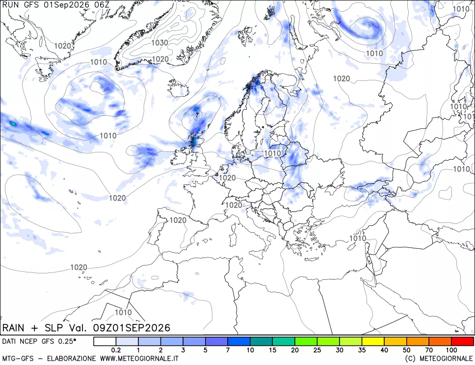 mappa Precipitazioni e pressione SLM