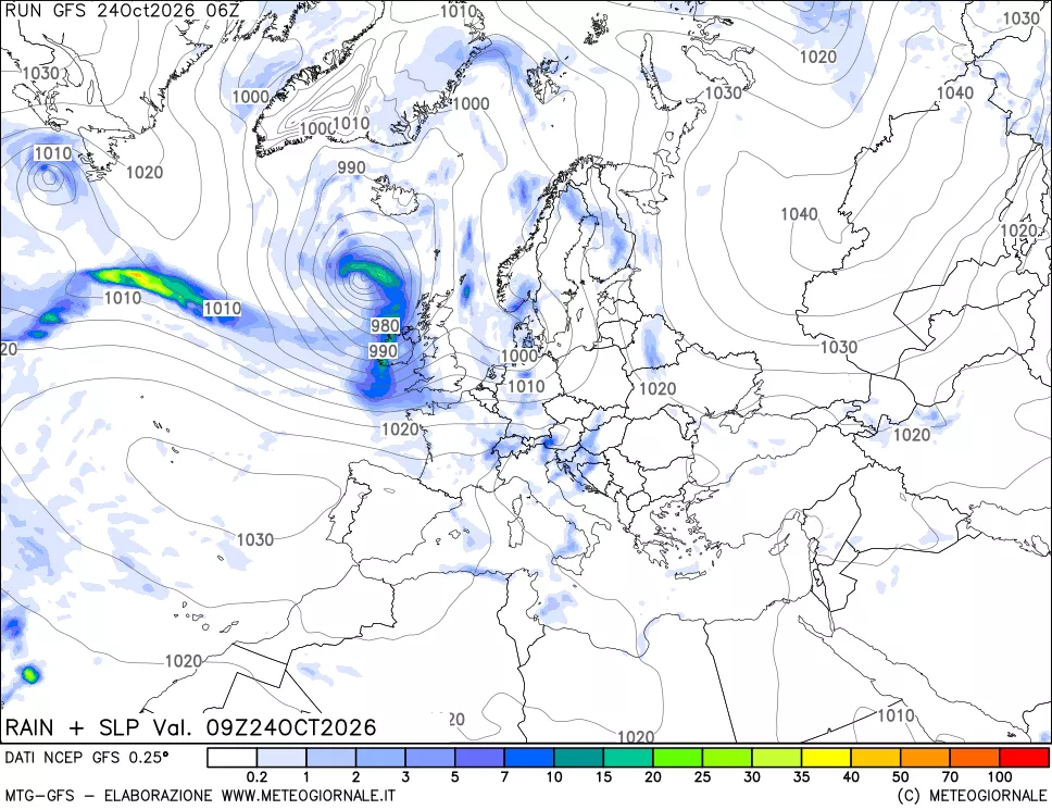 mappa Precipitazioni e pressione SLM