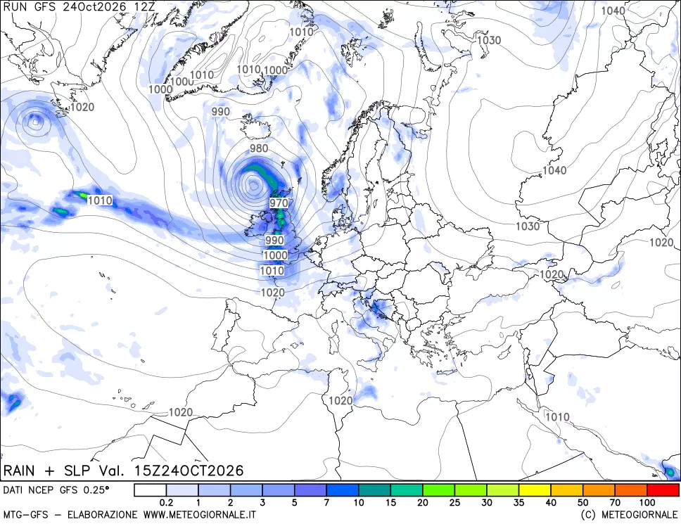 mappa Precipitazioni e pressione SLM