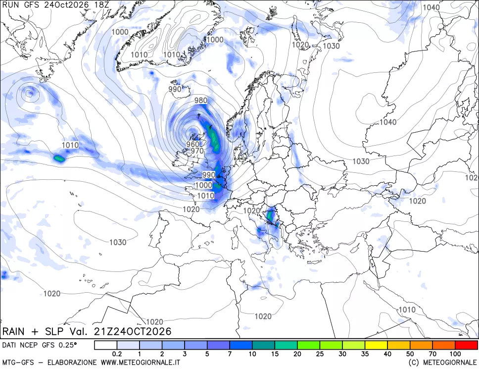 mappa Precipitazioni e pressione SLM