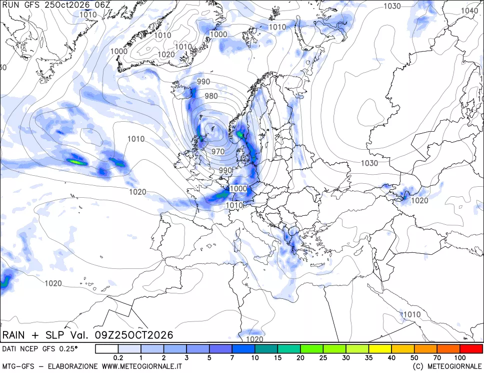 mappa Precipitazioni e pressione SLM