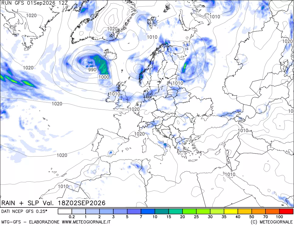 mappa Precipitazioni e pressione SLM