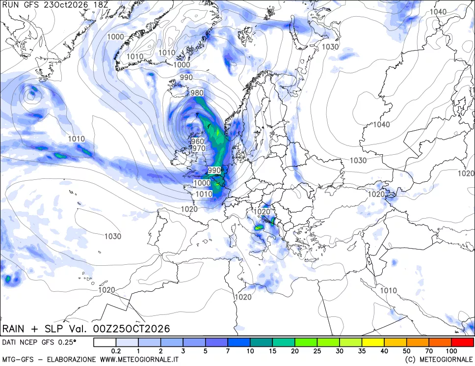 mappa Precipitazioni e pressione SLM