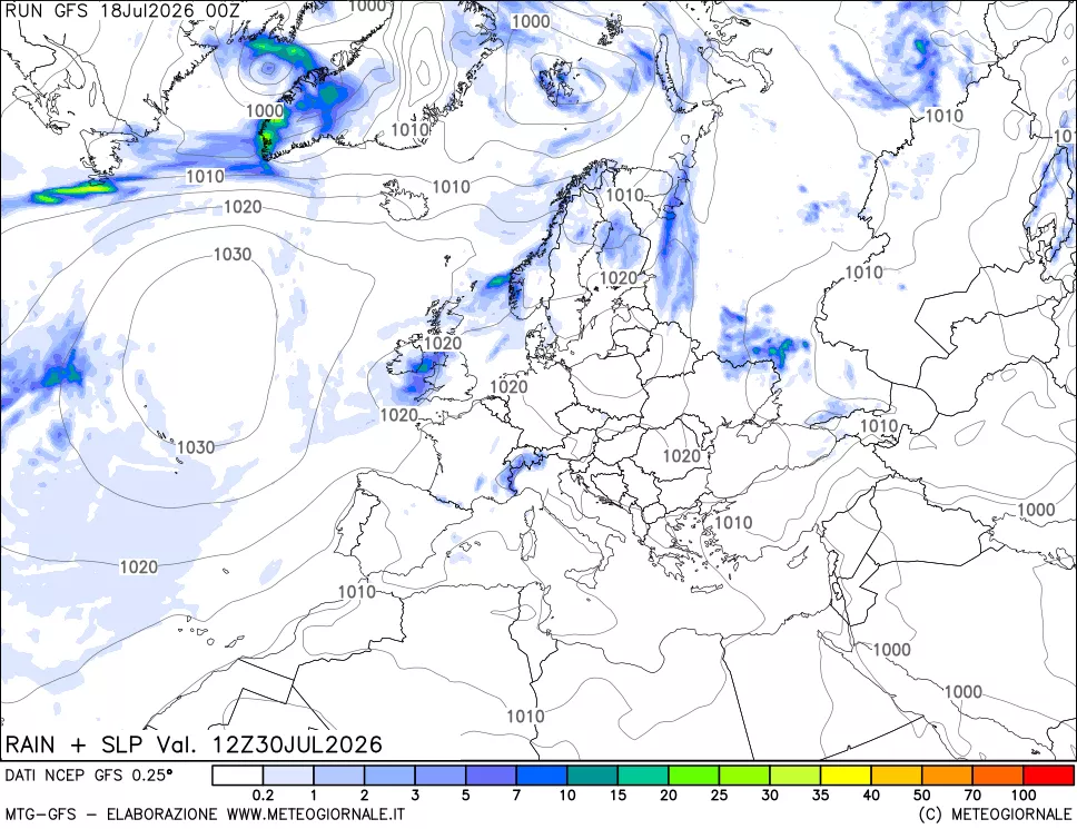 mappa Precipitazioni e pressione SLM