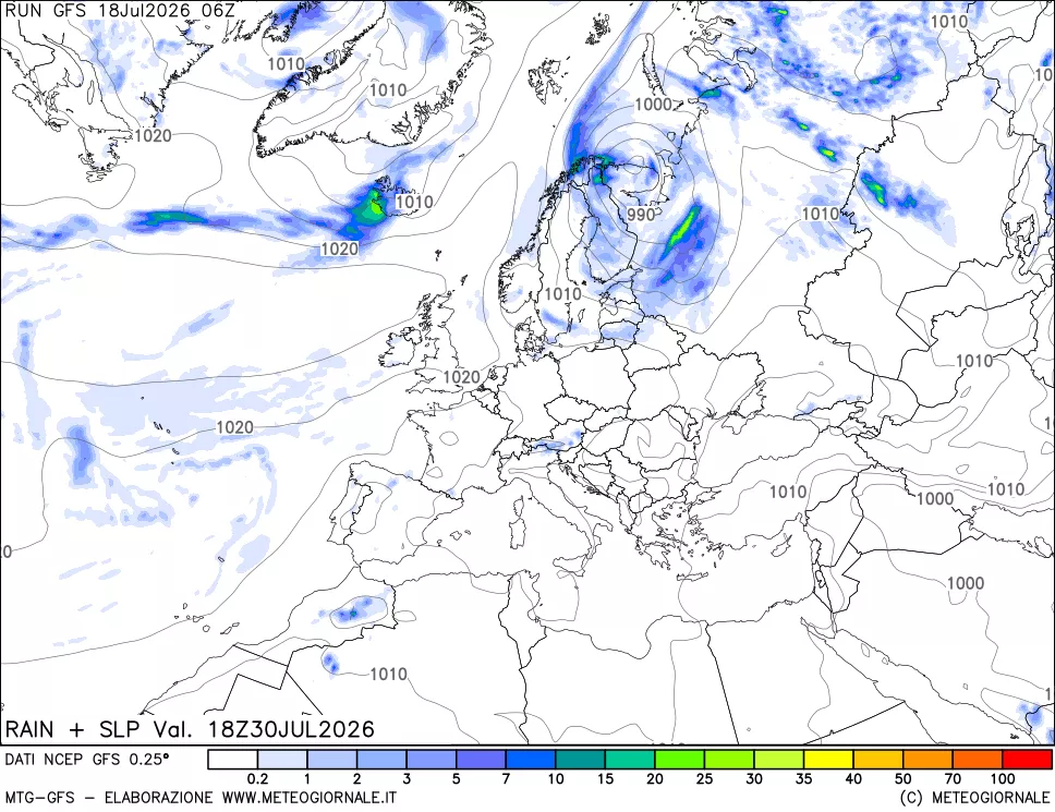 mappa Precipitazioni e pressione SLM