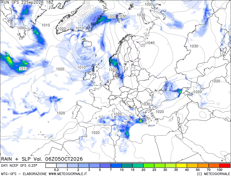 mappa Precipitazioni e pressione SLM