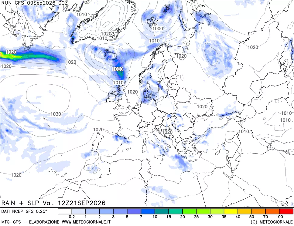 mappa Precipitazioni e pressione SLM