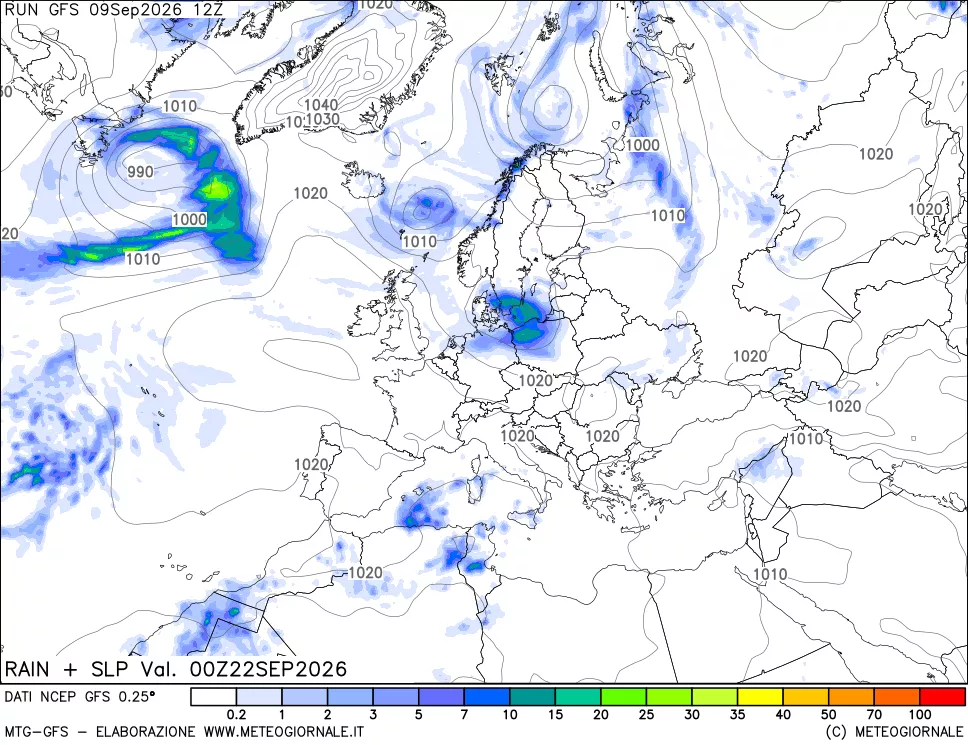 mappa Precipitazioni e pressione SLM