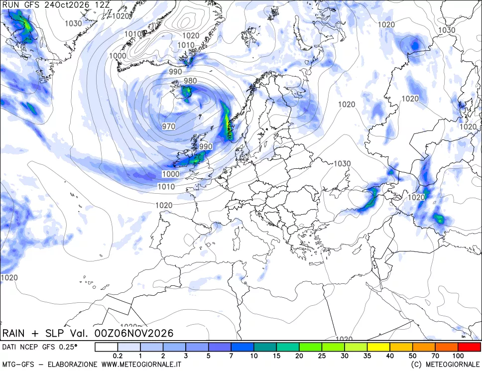 mappa Precipitazioni e pressione SLM