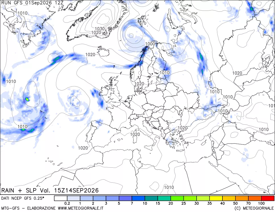 mappa Precipitazioni e pressione SLM