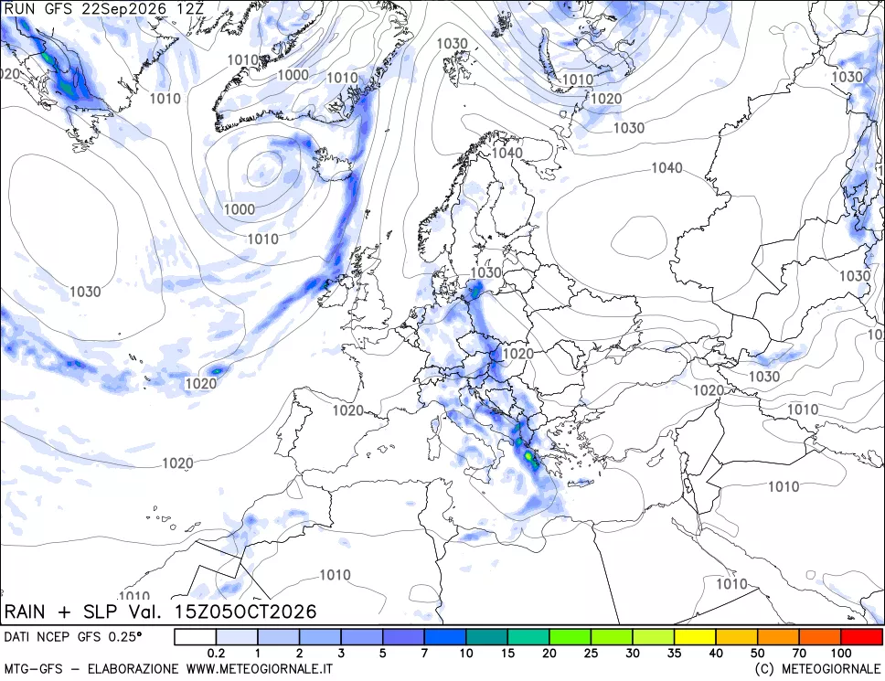 mappa Precipitazioni e pressione SLM