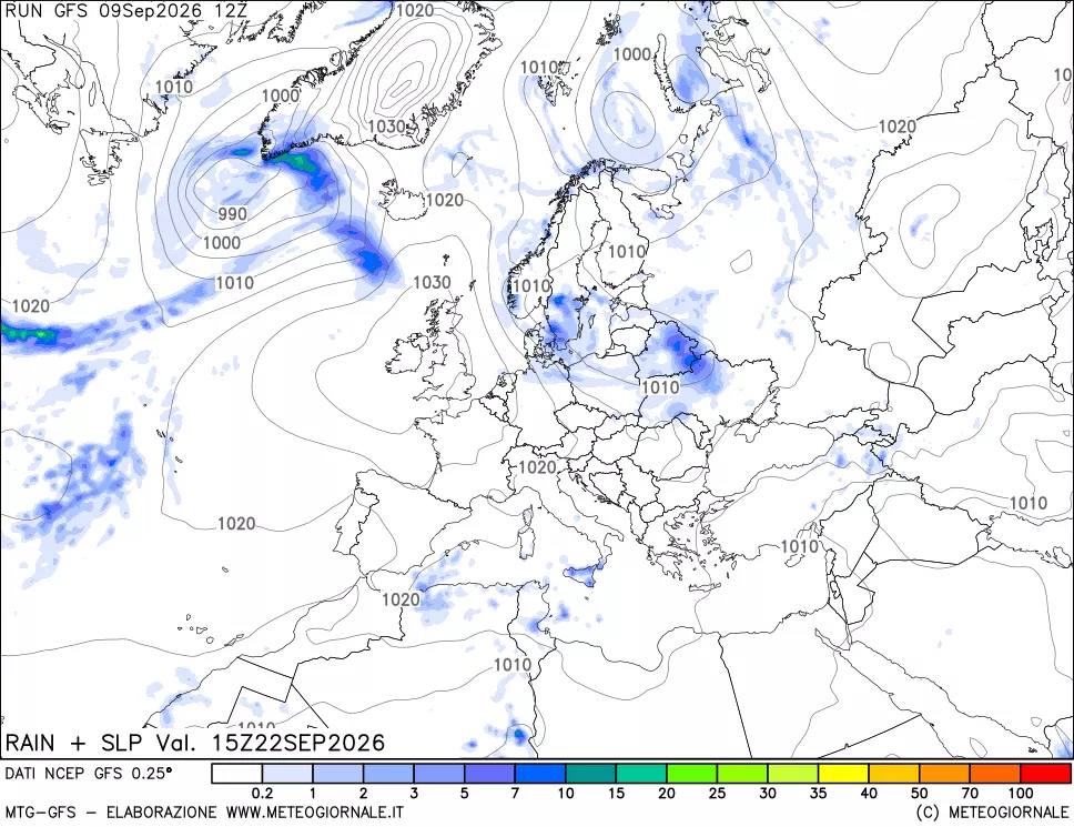 mappa Precipitazioni e pressione SLM