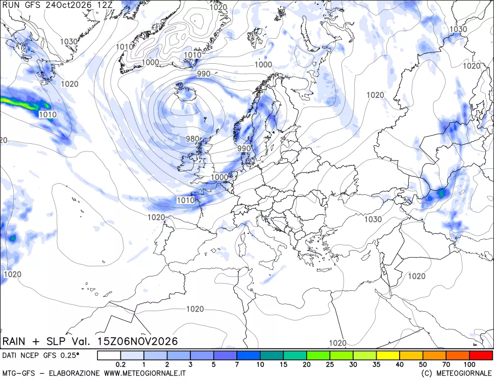 mappa Precipitazioni e pressione SLM