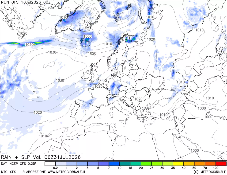 mappa Precipitazioni e pressione SLM