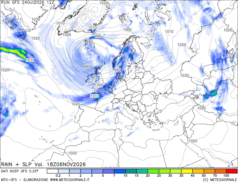 mappa Precipitazioni e pressione SLM
