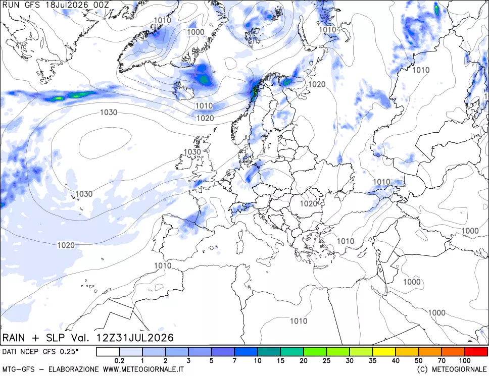 mappa Precipitazioni e pressione SLM