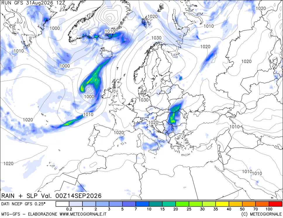 mappa Precipitazioni e pressione SLM