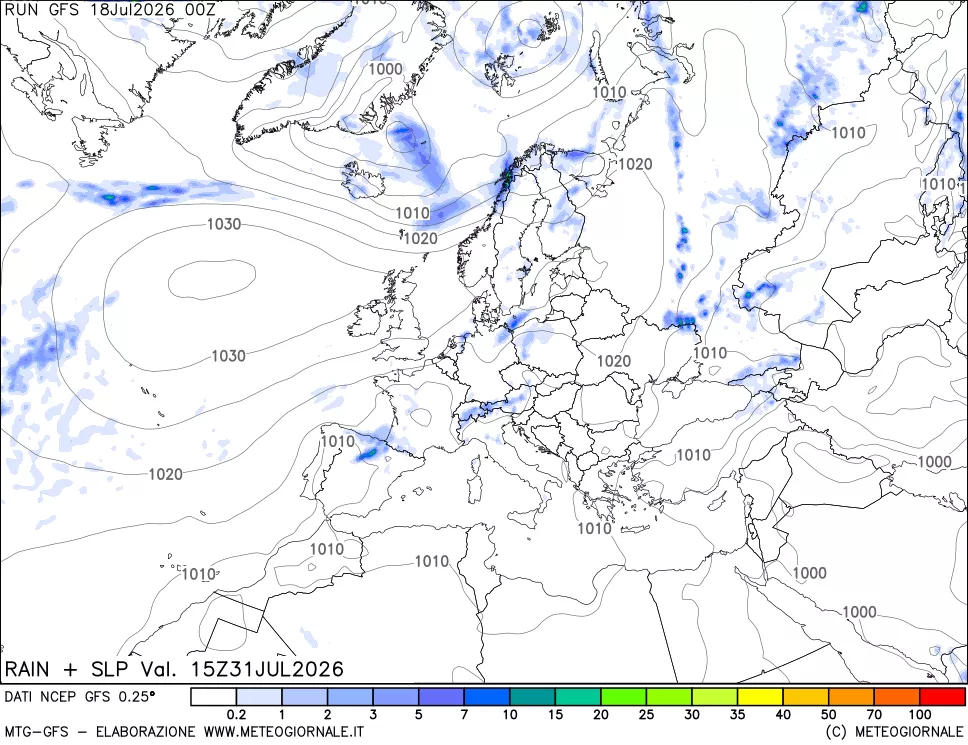 mappa Precipitazioni e pressione SLM
