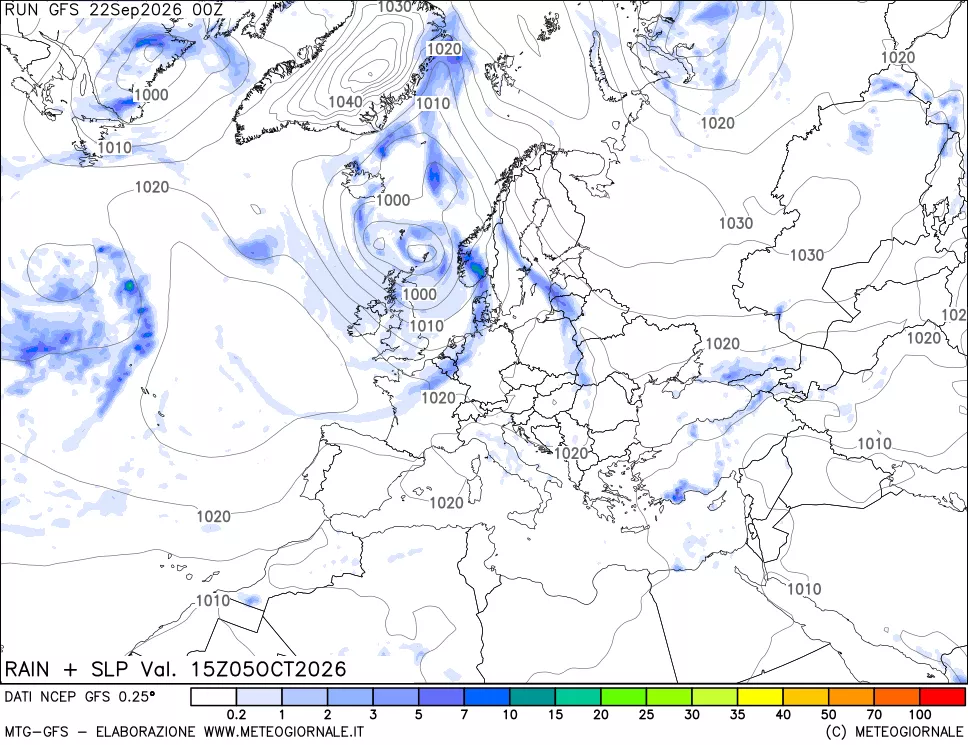 mappa Precipitazioni e pressione SLM