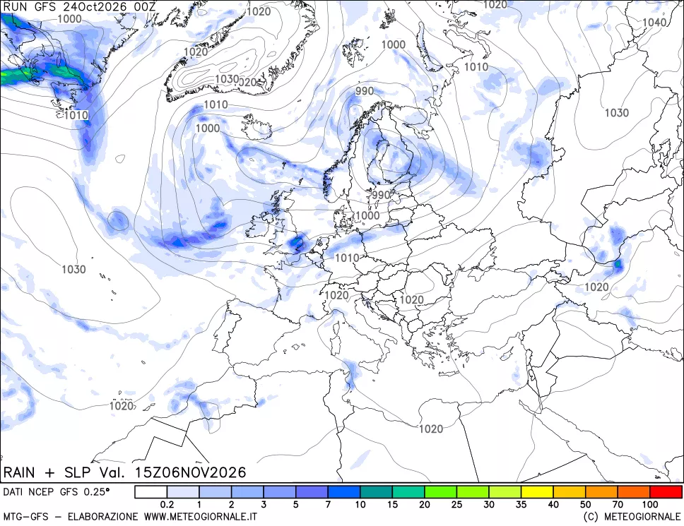 mappa Precipitazioni e pressione SLM