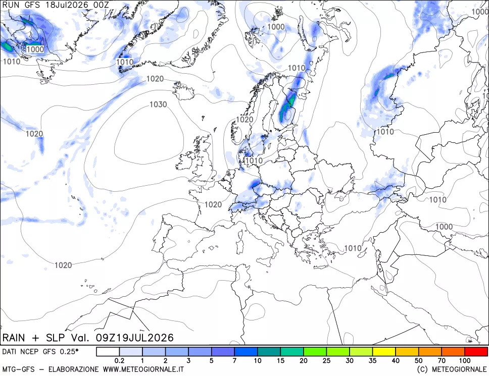 mappa Precipitazioni e pressione SLM