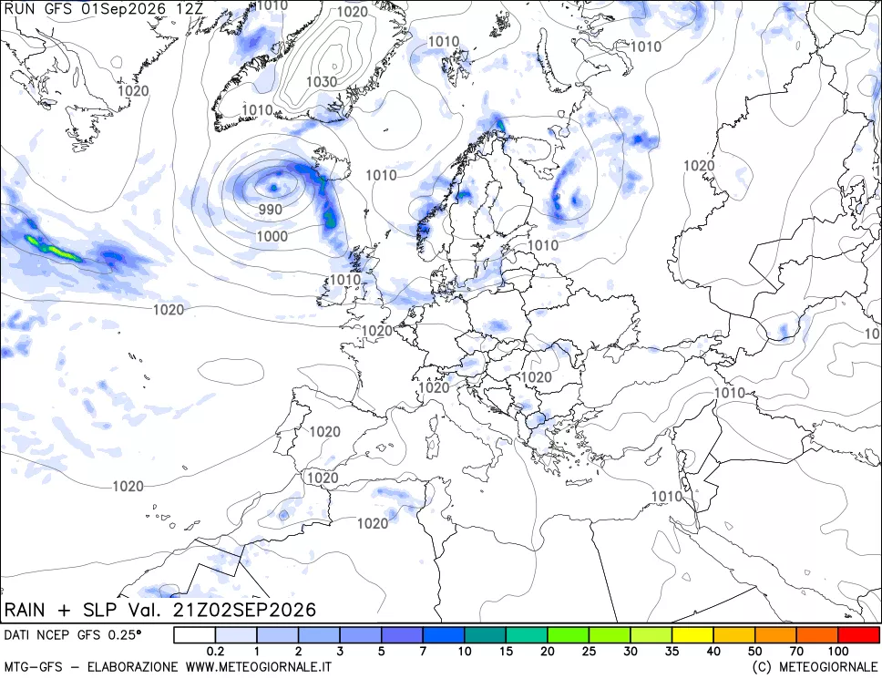 mappa Precipitazioni e pressione SLM