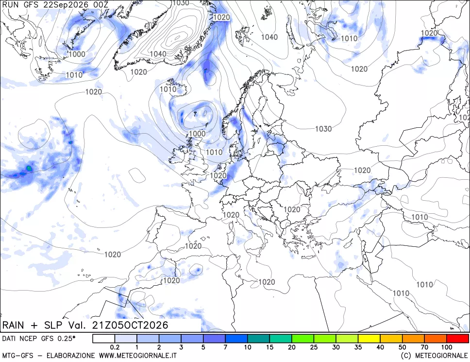 mappa Precipitazioni e pressione SLM