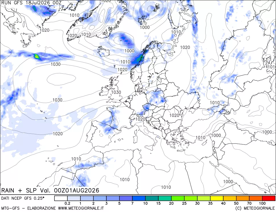 mappa Precipitazioni e pressione SLM