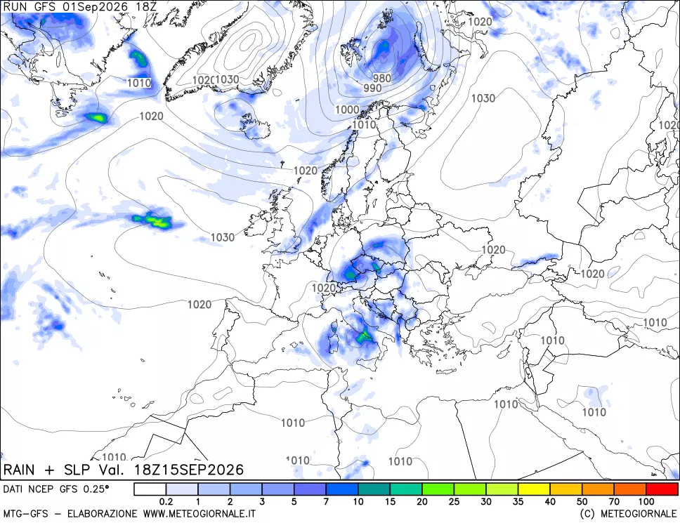 mappa Precipitazioni e pressione SLM